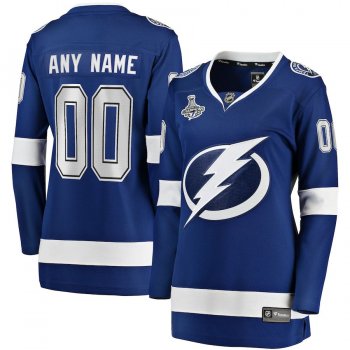 Custom Tampa Bay Lightning Fanatics Branded 2021 Stanley Cup Champions Home Breakaway Jersey - Blue