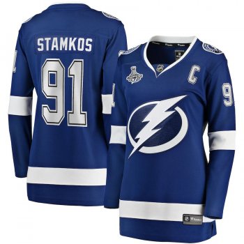 Women's Steven Stamkos Tampa Bay Lightning Fanatics Branded 2021 Stanley Cup Champions Home Breakaway Player Jersey - Blue