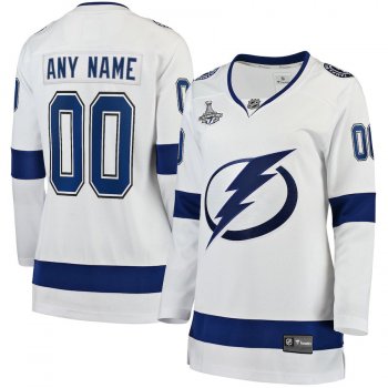 Custom Tampa Bay Lightning Fanatics Branded 2021 Stanley Cup Champions Away Breakaway Jersey - White