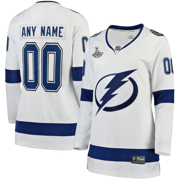 Custom Tampa Bay Lightning Fanatics Branded 2021 Stanley Cup Champions Away Breakaway Jersey - White