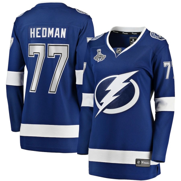 Women's Victor Hedman Tampa Bay Lightning Fanatics Branded 2021 Stanley Cup Champions Home Breakaway Player Jersey - Blue