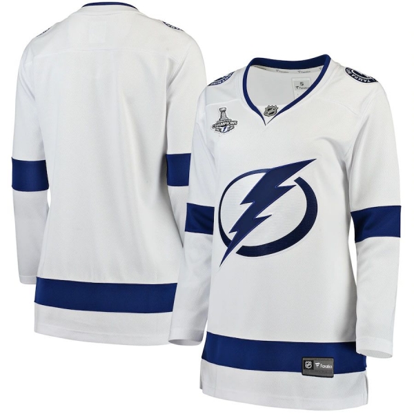 Women's Tampa Bay Lightning Fanatics Branded 2021 Stanley Cup Champions Away Breakaway Jersey - White