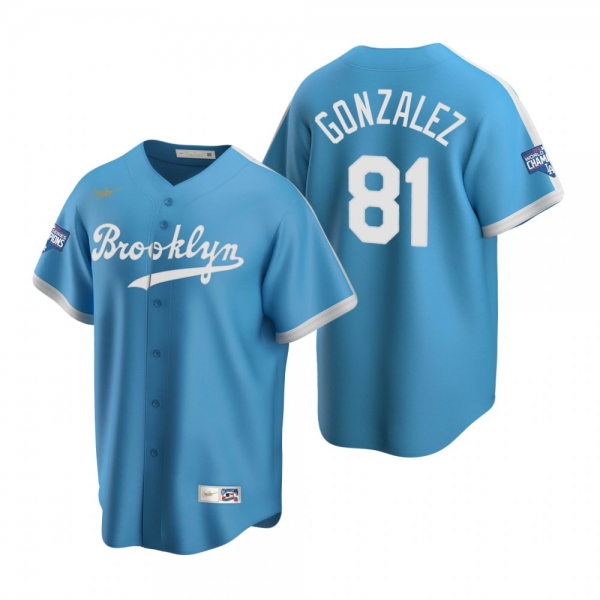 Brooklyn Los Angeles Dodgers Victor Gonzalez Light Blue 2020 World Series Champions Cooperstown Collection Jersey