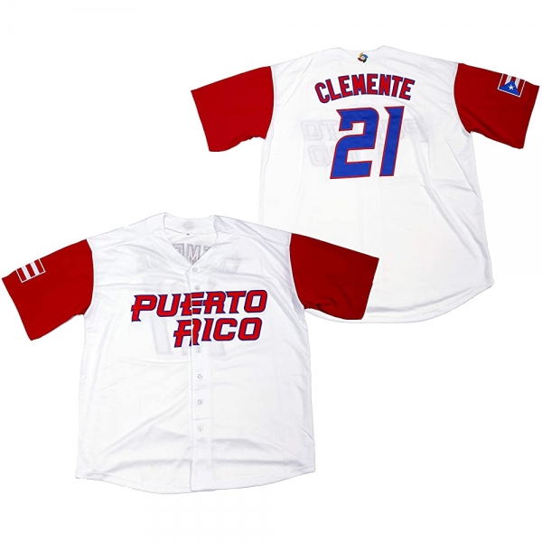 Clemente #21 Puerto Rico World Classic Baseball Jersey Men