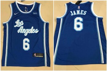 NBA Lakers 6 James Blue Nike Men Jersey