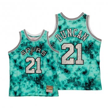 Tim Duncan San Antonio Spurs Galaxy Constellation Men Teal Jersey