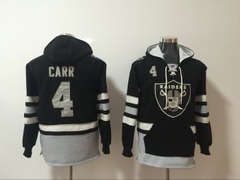 Men's Oakland Raiders #4 Derek Carr NEW Black Pocket Stitched NFL Pullover Hoodie