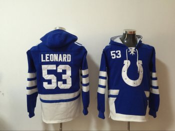 Men's Indianapolis Colts #53 Darius Leonard NEW Royal Blue Pocket Stitched NFL Pullover Hoodie