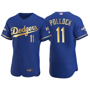 A.J. Pollock Los Angeles Dodgers 2021 Gold Program Royal Jersey World Series Champions