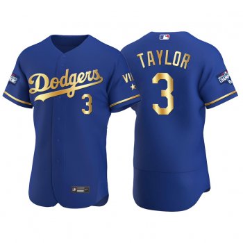 Chris Taylor Los Angeles Dodgers 2021 Gold Program Royal Jersey World Series Champions