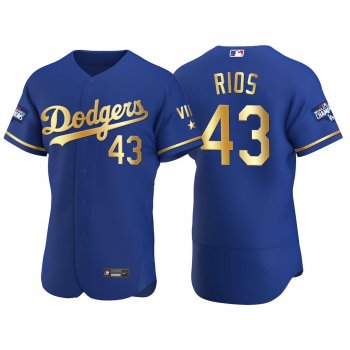 Edwin Rios Los Angeles Dodgers 2021 Gold Program Royal Jersey World Series Champions