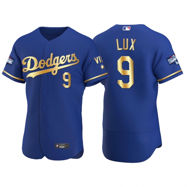 Gavin Lux Los Angeles Dodgers 2021 Gold Program Royal Jersey World Series Champions