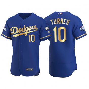 Justin Turner Los Angeles Dodgers 2021 Gold Program Royal Jersey World Series Champions