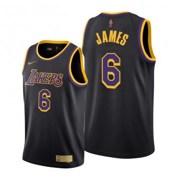 LeBron James #6 Los Angeles Lakers 2021-22 Earned Edition Black Jersey Change Number