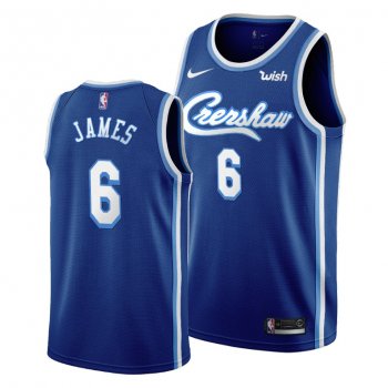 LeBron James #6 Los Angeles Lakers 2021-22 Crenshaw Blue Jersey Change Number