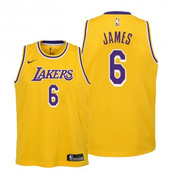 Youth Lakers #6 LeBron James 2021-22 Icon Edition Gold Jersey Change Number