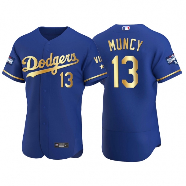 Max Muncy Los Angeles Dodgers 2021 Gold Program Royal Jersey World Series Champions