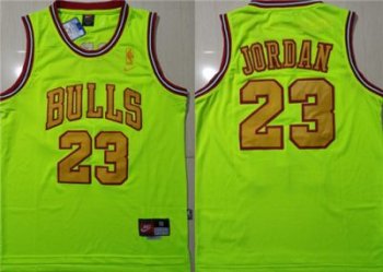 Men's Chicago Bulls #23 Michael Jordan Fluorescent Green Swingman Mesh Jersey