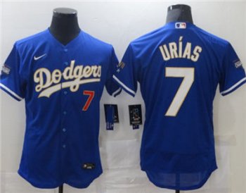 Men's Los Angeles Dodgers #7 Julio Urias 2021 Gold Program Royal Blue Flex Base Sttiched Baseball Jersey