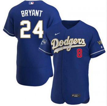 Men's Los Angeles Dodgers #8 #24 Kobe Bryant 2021 Gold Program Royal Blue Sttiched Baseball Jersey