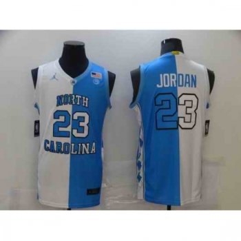 Men North Carolina Michael Jordan 23 Blue White Split Jersey