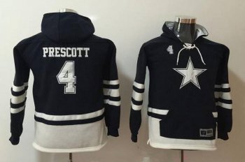 Youth Dallas Cowboys #4 Dak Prescott NEW Navy Blue Pocket Stitched NFL Pullover Hoodie