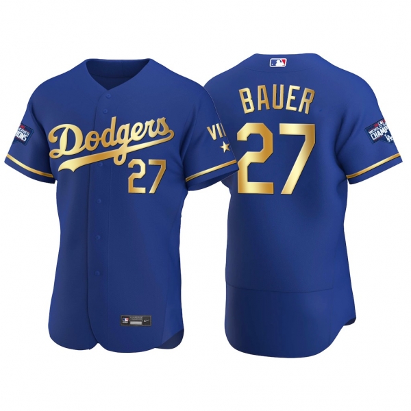 Trevor Bauer Los Angeles Dodgers 2021 Gold Program Royal Jersey World Series Champions