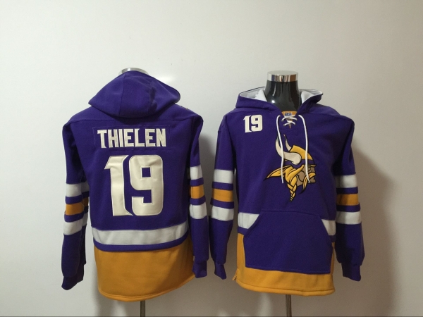 Men's Minnesota Vikings #19 Adam Thielen NEW Purple Pocket Stitched NFL Pullover Hoodie