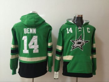 Men's Dallas Stars #14 Jamie Benn NEW Green Pocket Stitched NHL Old Time Hockey Hoodie