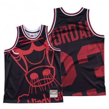 Chicago Bulls Michael Jordan Black HWC Big Face #23 Jersey