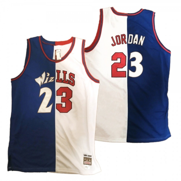 Michael Jordan Retired Number Jersey Wizards X Bulls Split Edition Navy White