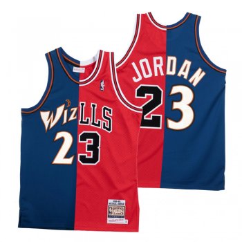 Michael Jordan Retired Number Jersey Bulls X Wizards Split Special Edition Red Navy