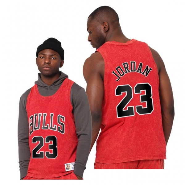 Michael Jordan Chicago Bulls Quintessential #23 Red Worn Out Tnak Jersey