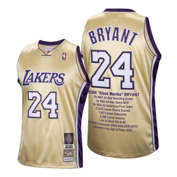 Lakers Kobe Bryant 1st Anniversary Gold Jersey Career Honor