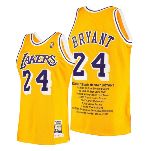 Lakers Kobe Bryant 1st Anniversary Gold Jersey Career Honor