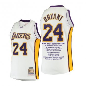 Lakers Kobe Bryant 1st Anniversary White Jersey Career Honor