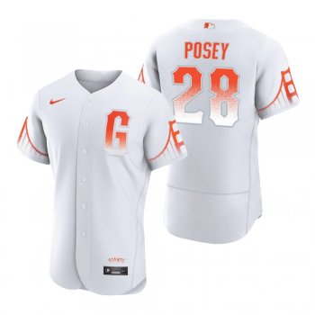 Men's San Francisco Giants Buster Posey White 2021 City Connect Authentic Jersey