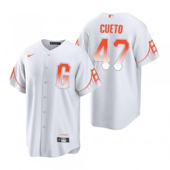 Men's San Francisco Giants Johnny Cueto White 2021 City Connect Replica Jersey