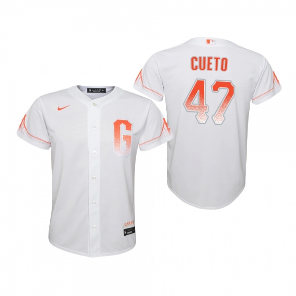 Youth San Francisco Giants Johnny Cueto Nike White 2021 City Connect Replica Jersey