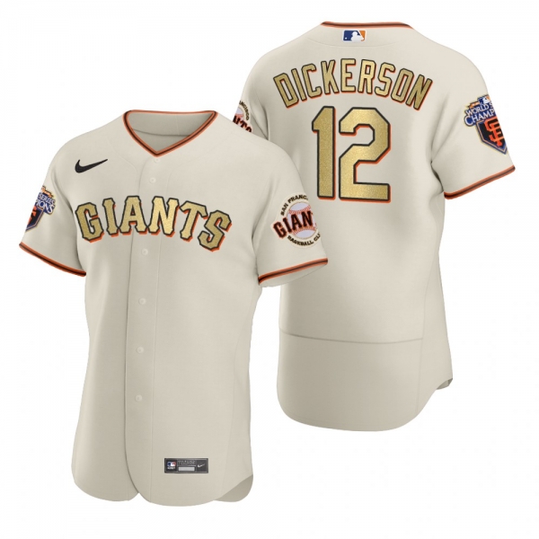 Men's San Francisco Giants Alex Dickerson Nike Cream Gold 2010 World Series Champions Jersey