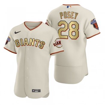 Men's San Francisco Giants Buster Posey Nike Cream Gold 2010 World Series Champions Jersey