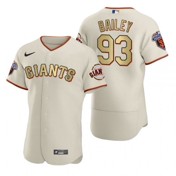 Men's San Francisco Giants Patrick Bailey Nike Cream Gold 2010 World Series Champions Jersey