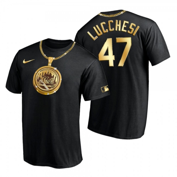 New York Mets Joey Lucchesi Black Swag Chain T-Shirt