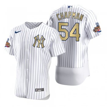 Men's New York Yankees Aroldis Chapman Nike White Gold 2009 World Series Champions Jersey