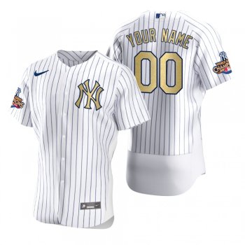 Men's New York Yankees Custom Nike White Gold 2009 World Series Champions Jersey