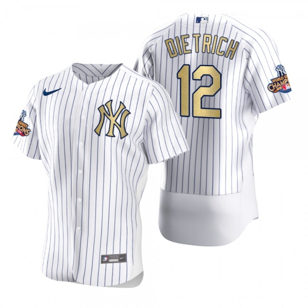 Men's New York Yankees Derek Dietrich Nike White Gold 2009 World Series Champions Jersey