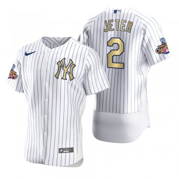 Men's New York Yankees Derek Jeter Nike White Gold 2009 World Series Champions Jersey