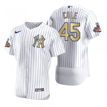 Men's New York Yankees Gerrit Cole Nike White Gold 2009 World Series Champions Jersey