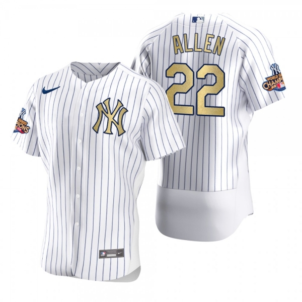 Men's New York Yankees Greg Allen Nike White Gold 2009 World Series Champions Jersey