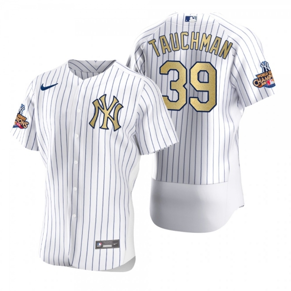 Men's New York Yankees Mike Tauchman Nike White Gold 2009 World Series Champions Jersey